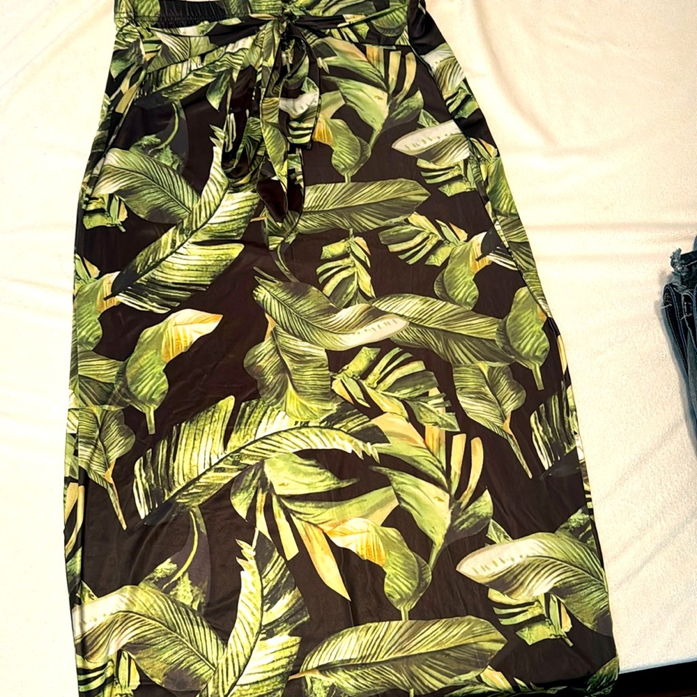 Palm tree long skirt with tie